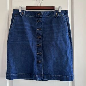Talbots Button Front Stretch Denim Skirt, Size 14 EUC